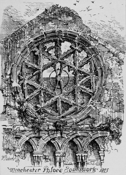 'The Circular Window of the Hall of Winchester House (Winchester Palace), Southwark', 1835, (1912). Artist: David Roberts.
