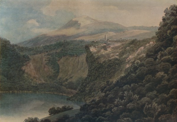'The Lake and Town of Nemi', 1778. Artist: John Robert Cozens.