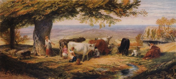 'Milking in the Field', c1847.  Artist: Samuel Palmer.