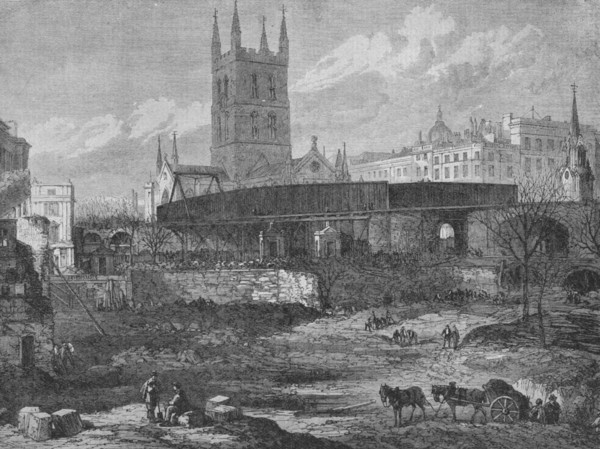 'Part of the Site of St. Thomas's Hospital at Southwark Being Cleared for Railway Purposes', c1862,  Artist: Unknown.