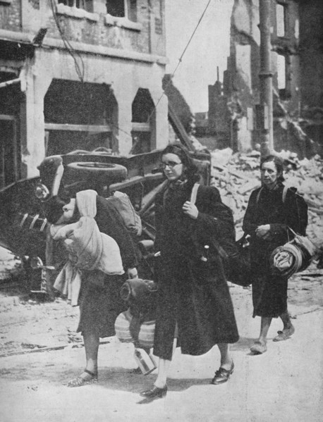 'British troops hold out in Louvain as refugees leave the city', 1940, (1940). Artist: Unknown.