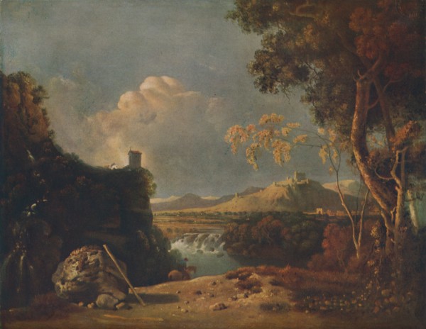 'The White Monk - IV (Italian Landscape, with White Monk)', c1752. Artist: Richard Wilson.