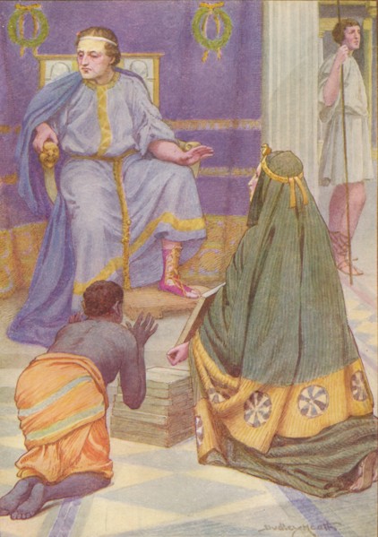 'She carried in her arms nine books', c1912 (1912). Artist: Ernest Dudley Heath.