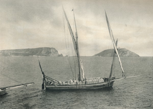 Sailing boat in the harbour of Naples, Italy, 1927. Artist: Eugen Poppel.