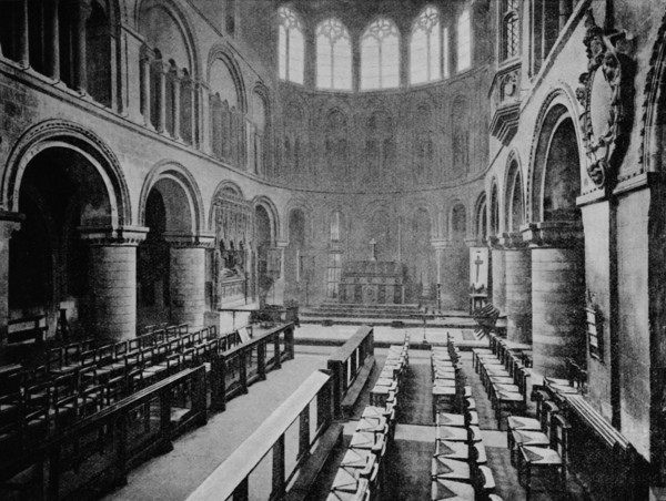 Interior of the Church of St Bartholomew the Great, West Smithfield, City of London, 1906. Artist: Unknown.