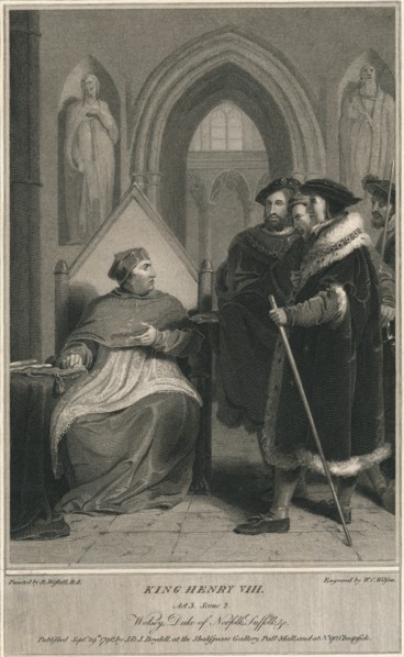 'King Henry VIII. Act 3. Scene 2. Wolsey, Duke of Norfolk, Suffolk & c', 1796.  Artist: WC Wilson.
