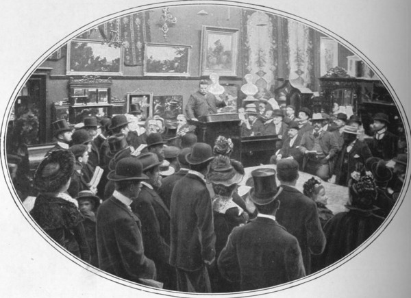 Auction in progress at Phillips auctioneers, London, c1901 (1901). Artist: Unknown.