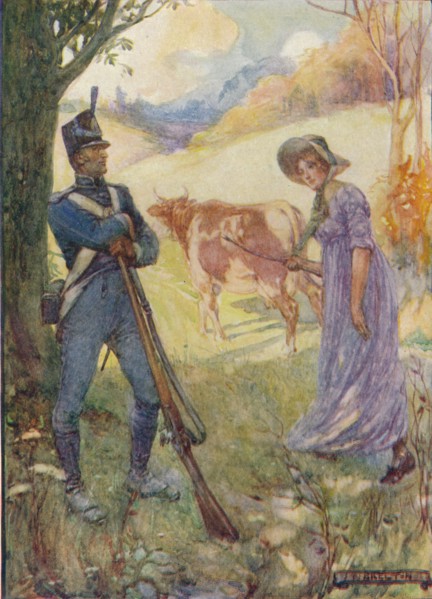 'Driving A Cow Before Her, Laura Secord Passed The American Sentries', c1909, (c1920). Artist: Joseph Ratcliffe Skelton.