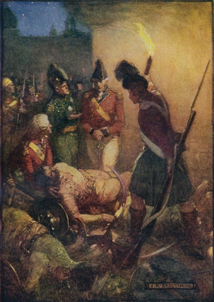 'Tippoo Sultan's Body Was Found Buried Beneath Those Of His Followers', 1908, (c1920).  Artist: Joseph Ratcliffe Skelton.