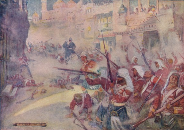 'British Soldiers Were Seen Fighting Their Way Through The Streets', 1908, (c1920).  Artist: Joseph Ratcliffe Skelton.