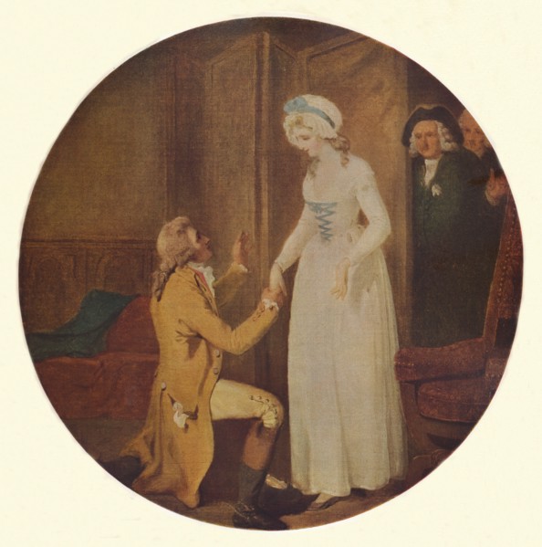 'Young Marlow and Miss Hardcastle: A Scene from She Stoops to Conquer by Oliver Goldsmith (Act V, Sc Artist: Francis Wheatley.