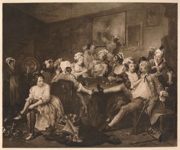 'A Rake's Progress - 3: The The Orgy', 1733.  Artist: William Hogarth.