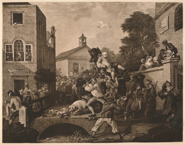 'Chairing the Members', Plate IV from 'The Humours of an Election', 1757. Artist: William Hogarth.
