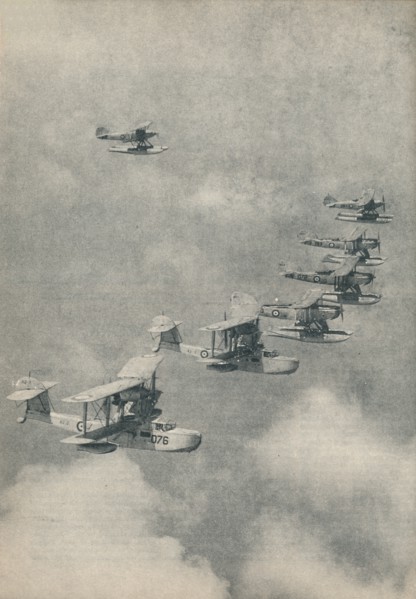 Flying boats and floatplanes from aircraft carriers of the Royal Navy, c1936 (c1937). Artist: Unknown.