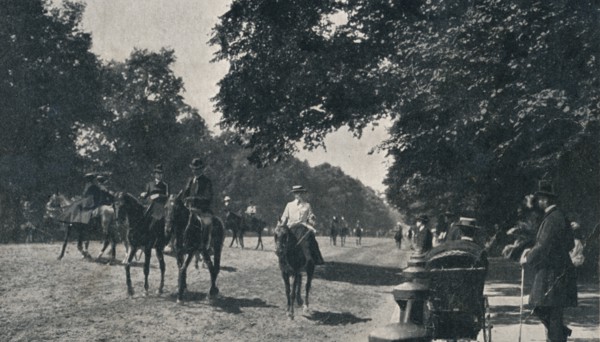'Rotten Row, Hyde Park', c1900. Artist: Unknown.