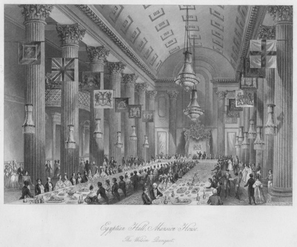 'Egyptian Hall, Mansion House: The Wilson Banquet', c1841. Artist: Henry Melville.