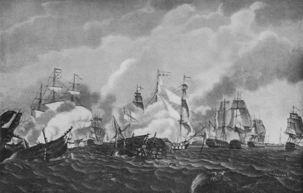 'Action off San Domingo', c1807. Artist: Richard Harraden.