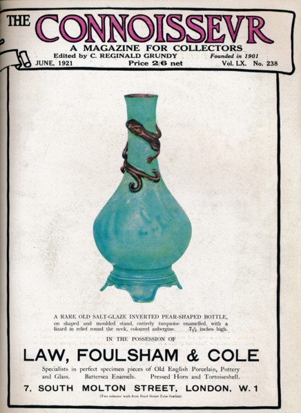Cover of The Connoisseur, June 1921. Artist: Unknown.