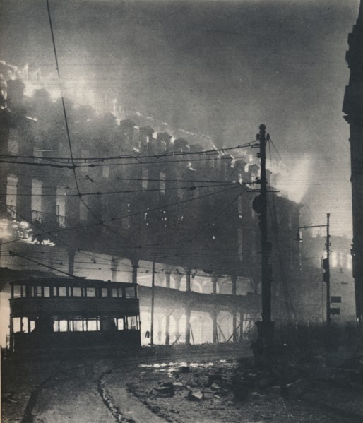 'Nine Hours of Bombing. When Sheffield's turn came it was mid-winter'. 1940 (1942). Artist: Unknown.