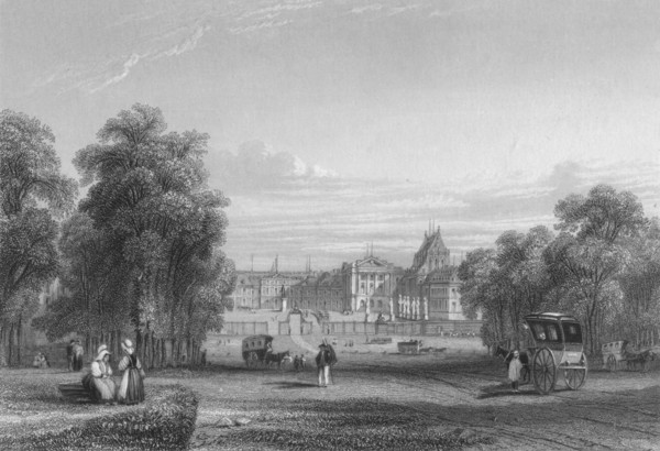 'The Palace of Versailles from the Paris Avenue', 1839. Artist: S Fisher.