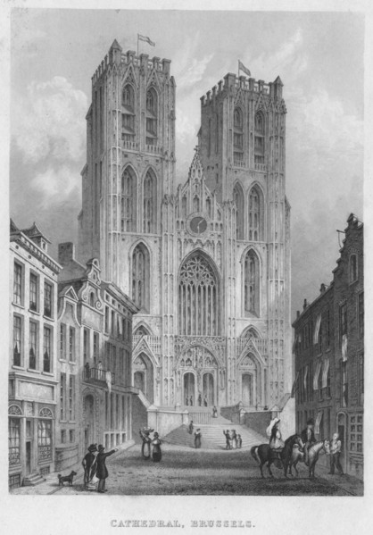 'Cathedral, Brussels', 1850. Artist: Shury & Son.