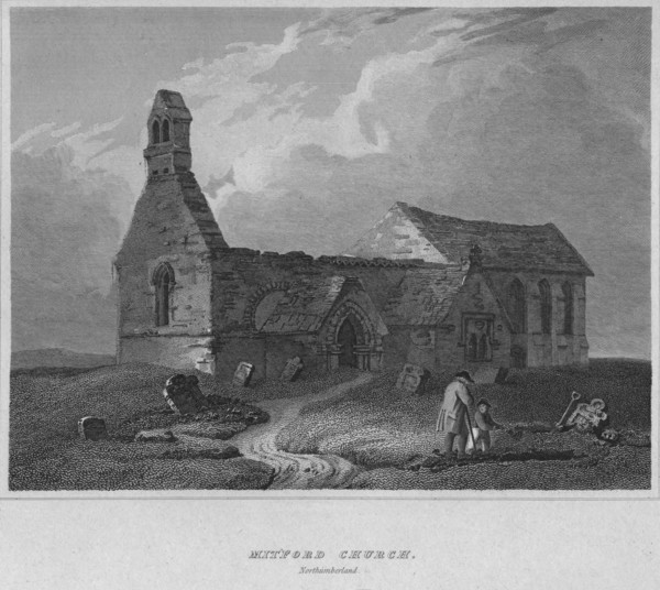 'Mitford Church, Northumberland', 1814. Artist: John Greig.