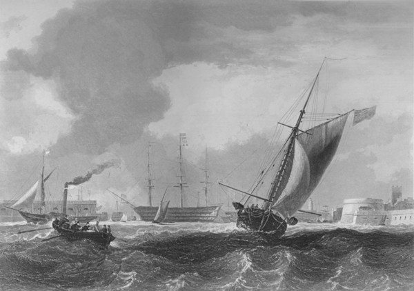 'Entrance to Portsmouth Harbour', 1859. Artist: Edward Francis Finden.