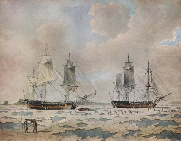 'The ships of Lord Mulgrave's expedition of discovery embedded in ice in the Polar Regions', 1774. Artist: John Cleveley the Younger.