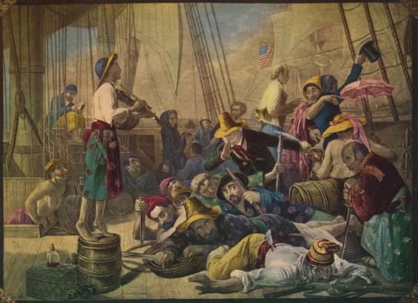 'Pirates Decoying an American Ship', c1880. Artist: Unknown.