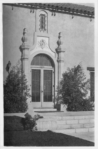 Entrance detail, Los Angeles Tennis Club, Los Angeles, California, 1925. Artist: Unknown.