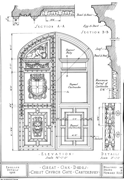 Great oak doors, Christ Church Gate, Canterbury, Kent, 1922. Artist: Howard Moise.