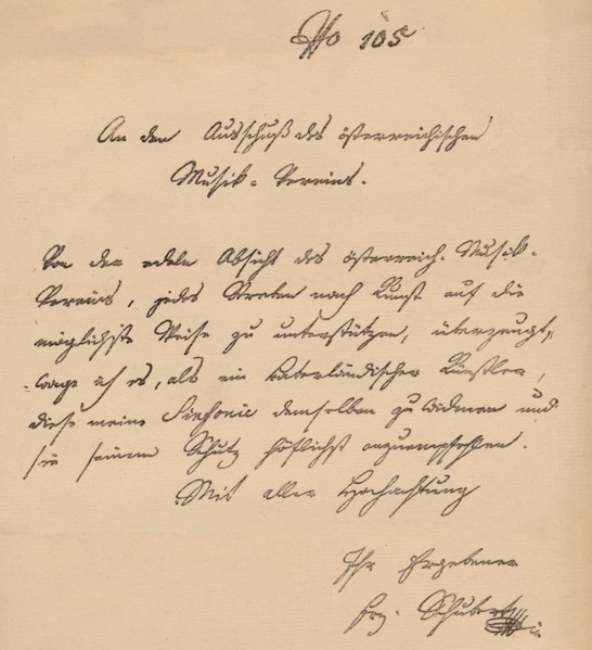 Letter from Franz Schubert to the Austrian Musical Union, c1820. Artist: Franz Peter Schubert.