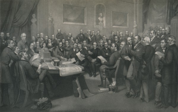 'The First School Board of London', c1873, (1917). Artist: John Whitehead Walton.