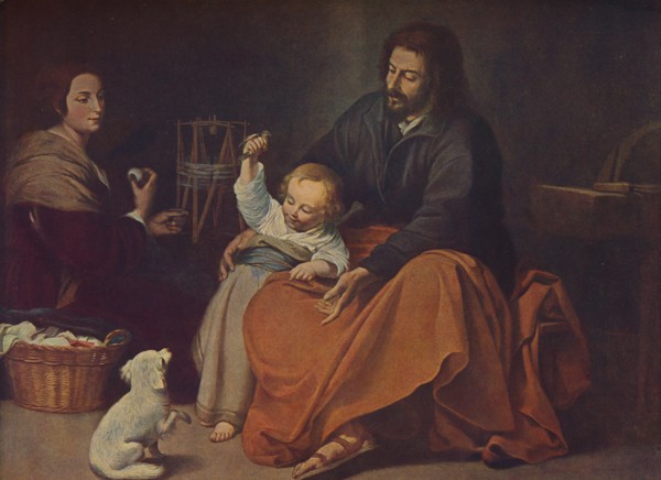 'La Sagrada Familia (The Holy Family with a Little Bird)', c1650, (c1934). Artist: Bartolomé Esteban Murillo.