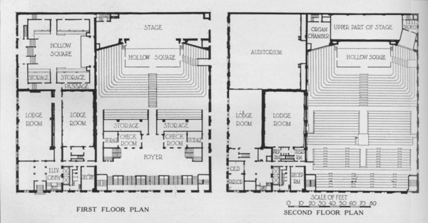 Floor plans, the Masonic Temple, Birmingham, Alabama, 1924. Artist: Unknown.