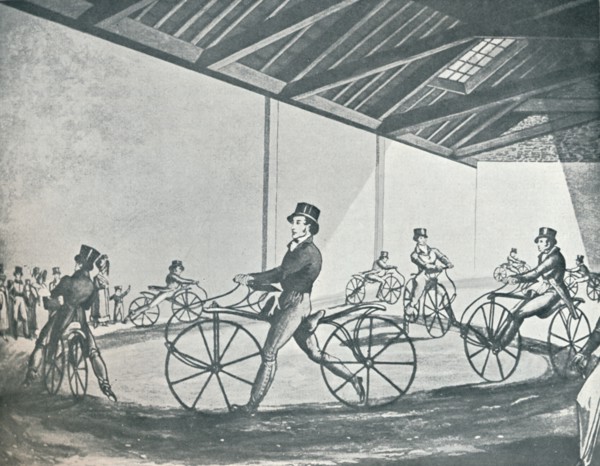 'Johnson's Pedestrian Hobby-Horse Riding School at 377, Strand', 1819, (1912). Artist: Unknown.