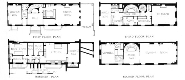 Floor plans, house of Mrs WK Vanderbilt, New York City, 1924. Artist: Unknown.