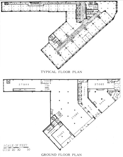 Floor plans, the Genesee Building, Buffalo, New York, 1924. Artist: Unknown.