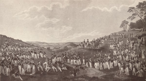 'The Hon. Artillery Company Assembled for Ball Practice at Child's Hill', c1820-1870, (1909). Artist: Robert Havell.