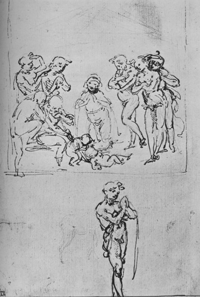 'Adoration of the Shepherd and Separate Study of a Shepherd', c1480 (1945). Artist: Leonardo da Vinci.