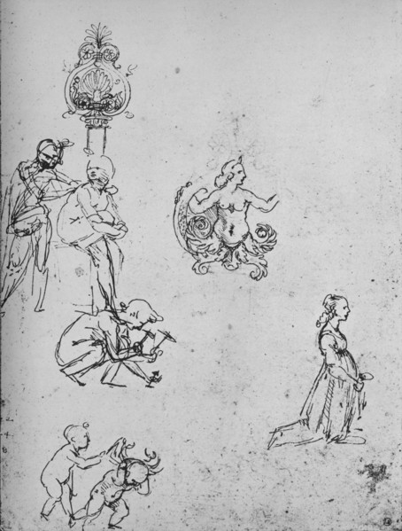 'Studies of Figures and of Decoration', c1480 (1945). Artist: Leonardo da Vinci.