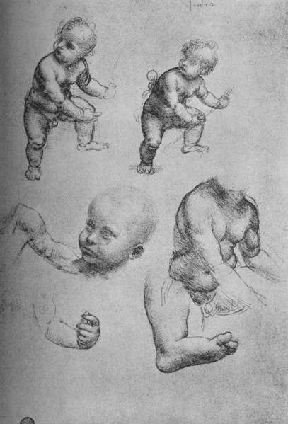 'Studies of a Child and Parts of a Child', c1480 (1945). Artist: Leonardo da Vinci.