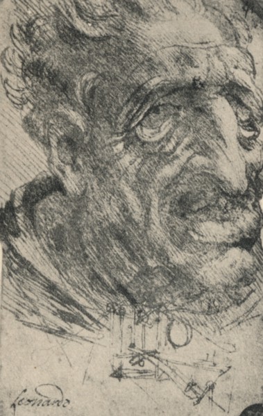 'Grotesque Head of a Man Turned Three-Quarters to the Right', c1480 (1945). Artist: Leonardo da Vinci.