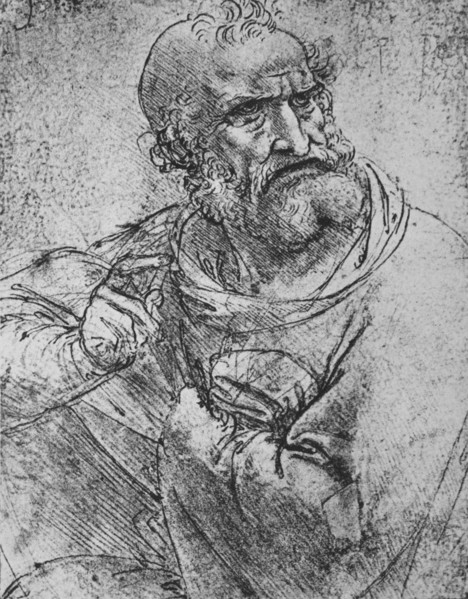 'Half-Length of an Apostle with his Right Hand Raised', c1480 (1945). Artist: Leonardo da Vinci.