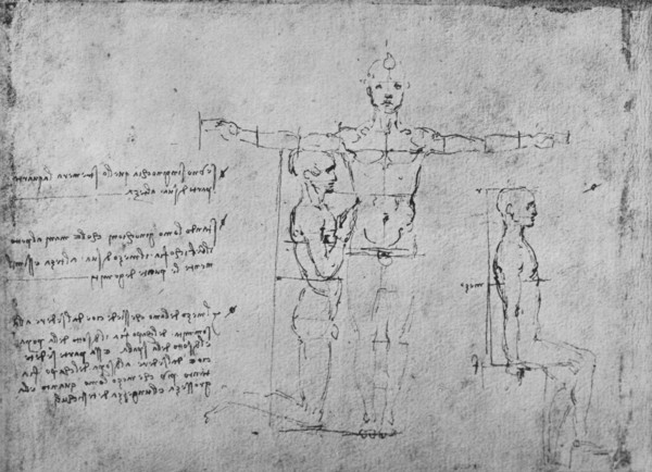 'Studies of the Proportions of Three Figures', c1480 (1945). Artist: Leonardo da Vinci.