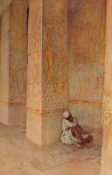 'The Birth Colonnade in the Temple of Hatshepsut', c1905, (1912). Artist: Walter Frederick Roofe Tyndale.