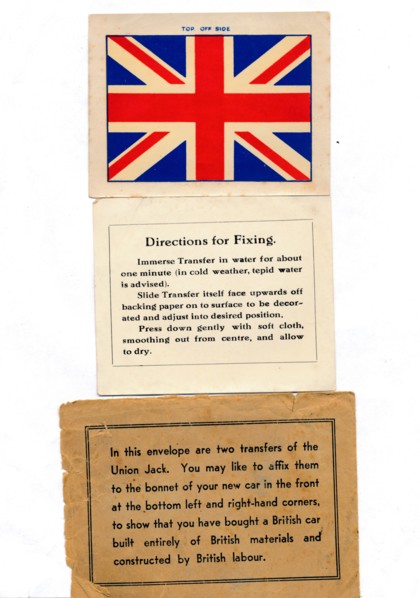 'Union Jack car transfers', c1960s. Artist: Unknown.