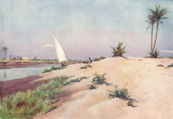 'On the Ismailia Canal, near Tel-El-Kebir', c1880, (1904). Artist: Robert George Talbot Kelly.