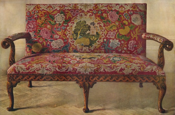 'Fruit Wood Settee with Embroidery, Early 18th Century', (1929). Artist: Unknown.