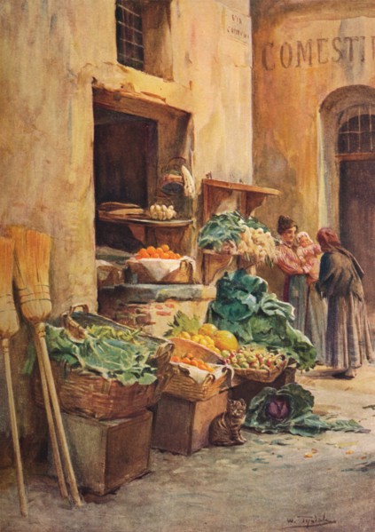 'The Green-grocer shop', c1910, (1912). Artist: Walter Frederick Roofe Tyndale.